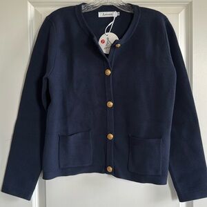 NWT Anrabess navy cardigann sweater sz S, lady-jacket style gold buttons